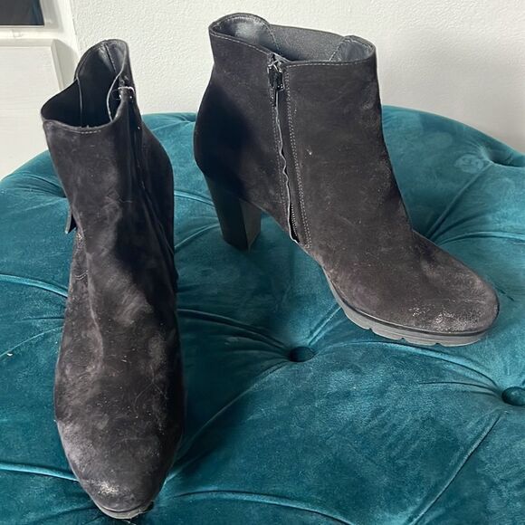 PAUL GREEN SZ 9 black sued zip up booties - Picture 2 of 5